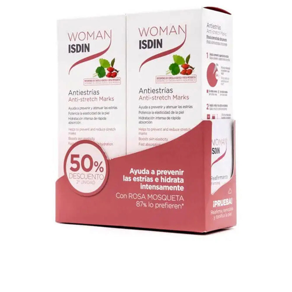 Isdin Clean white and pink dual cardboard box with product name, rose hip image, multilingual text, discount label