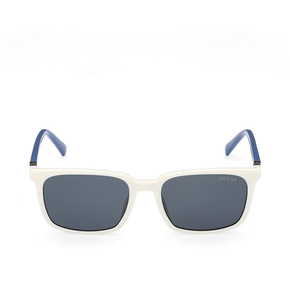 White rectangular injected-frame sunglasses with blue-tinted lenses for Man, 49 mm lenses
