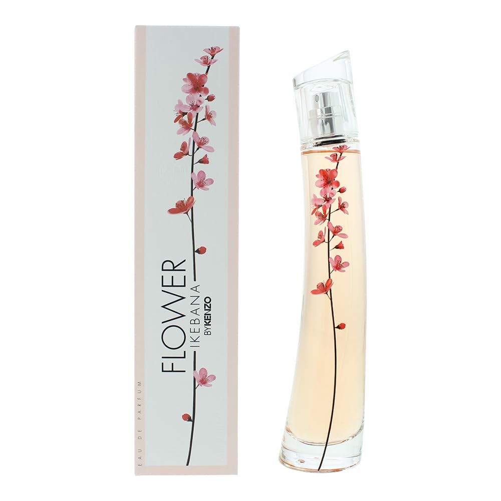 Glass bottle with sakura motif, 75 ml floral-woody perfume for Women