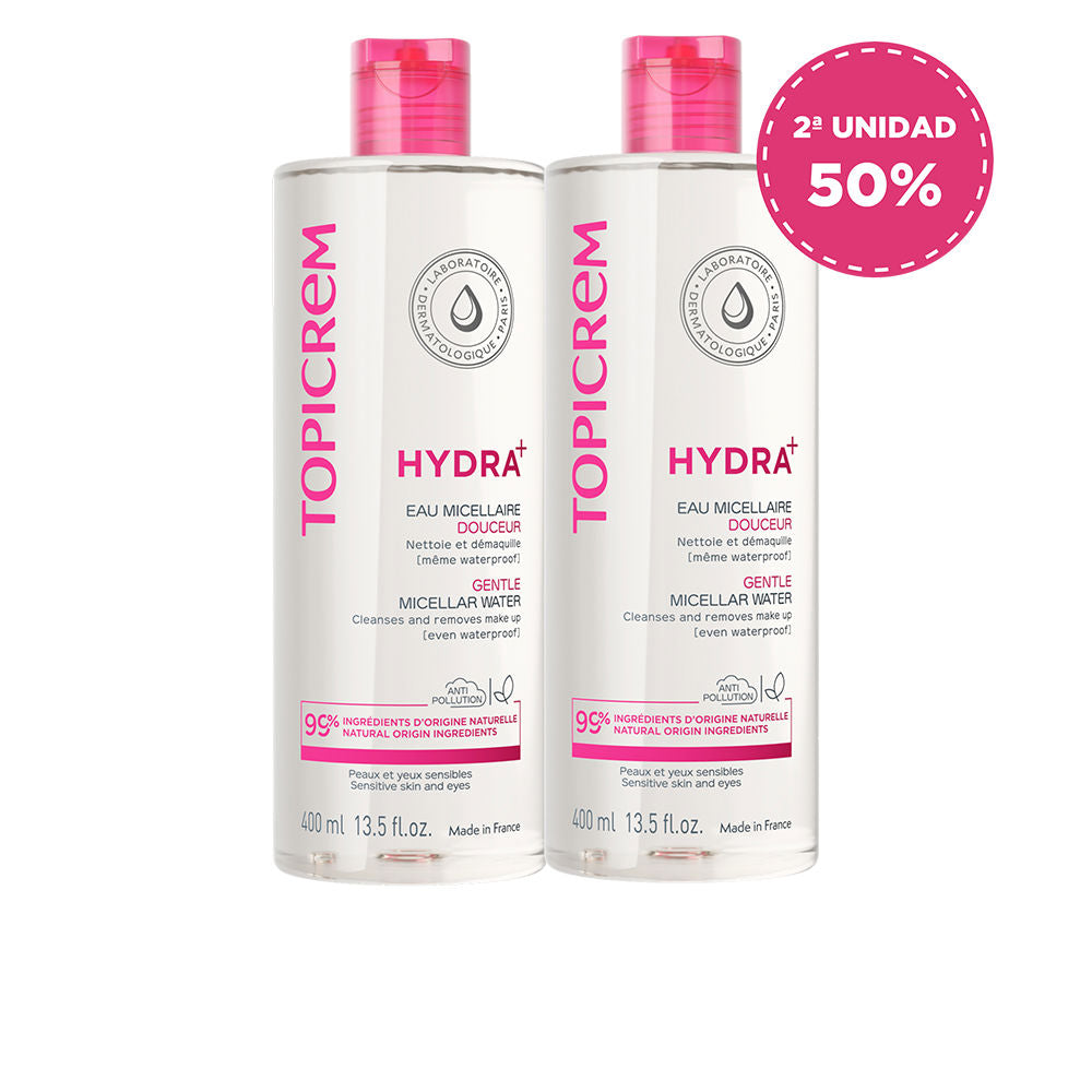 Clear 400 ml micellar water bottle, gentle cleanser for delicate skin
