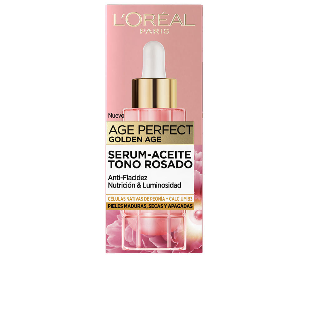 30 ml rose-tinted serum-oil in glass bottle with dispenser for mature Women