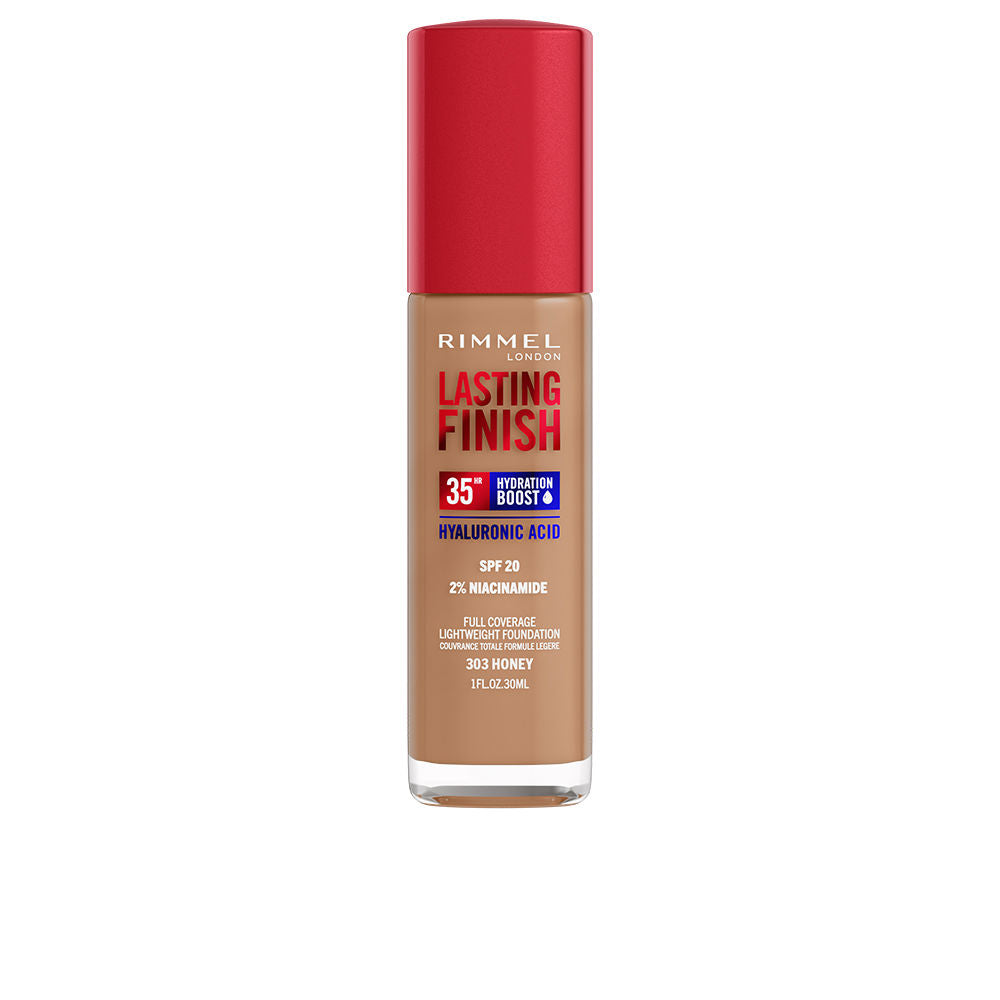 30 ml pump bottle of hydrating longwear foundation, shade 303 Honey, SPF20