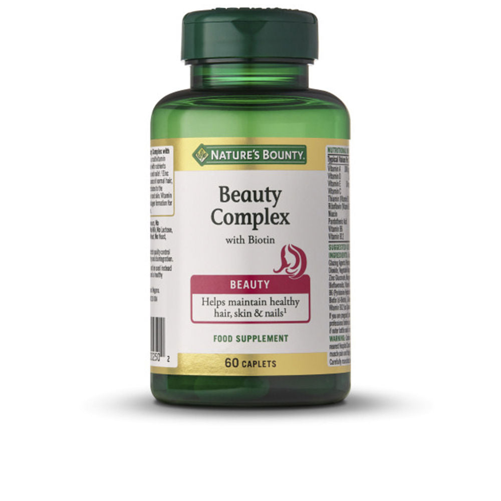 Bottle of 60 biotin and zinc beauty complex capsules, Unisex supplement
