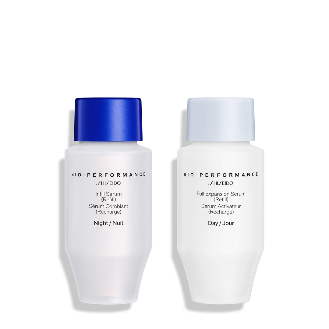 Two 30 ml refillable serum bottles, day and night, hyaluronic duo packaging
