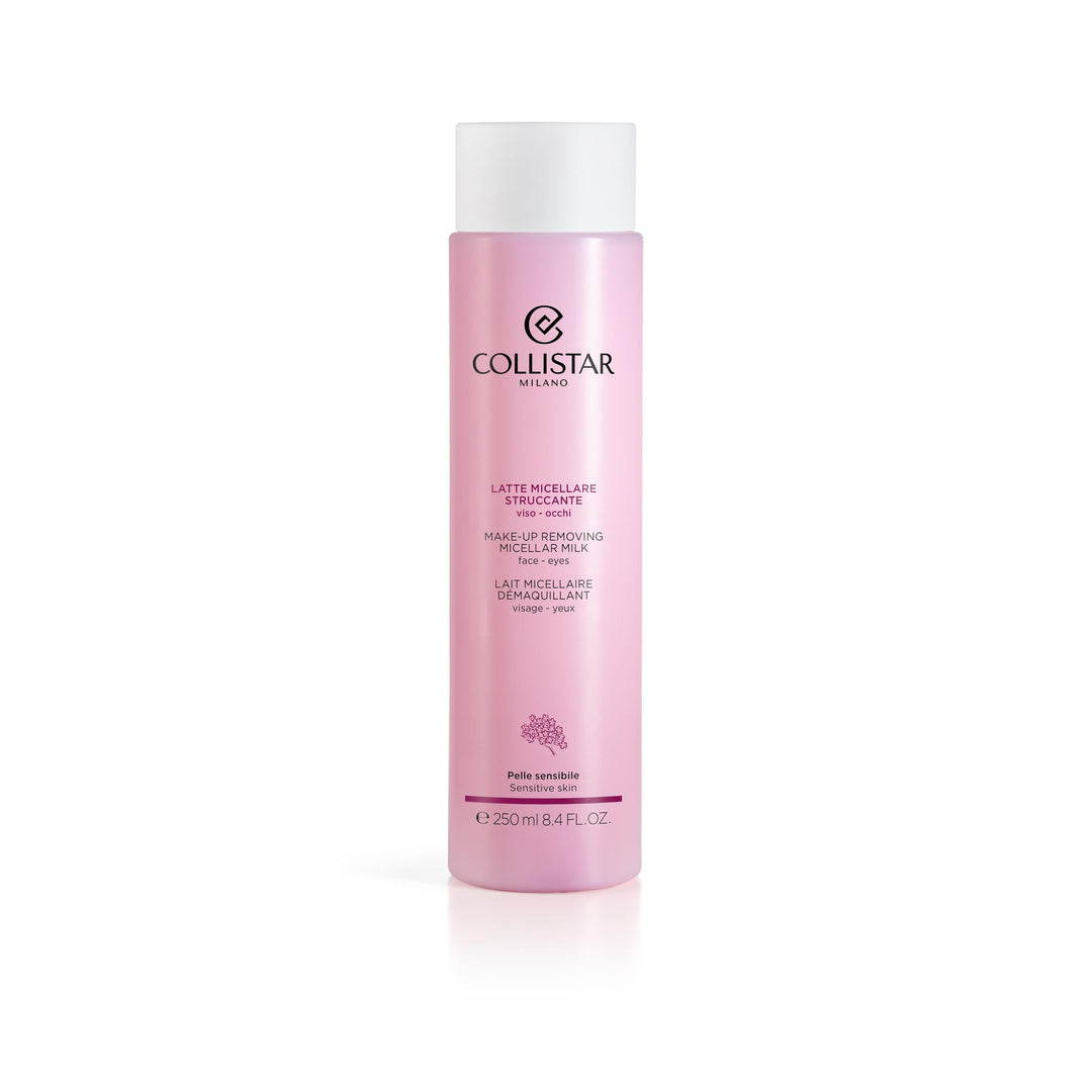 250 ml bottle of creamy micellar cleansing milk with botanical extracts, for sensitive skin