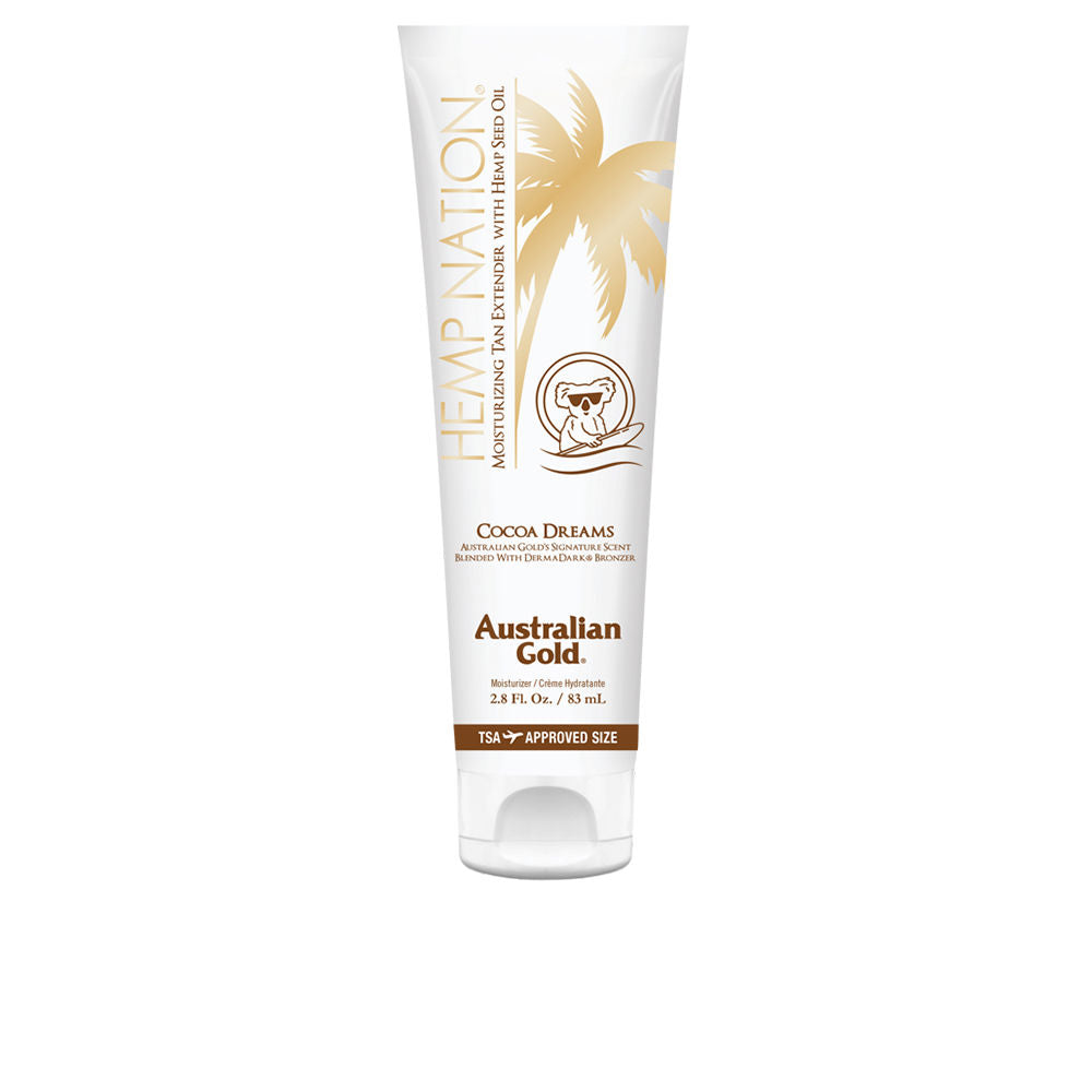 83 ml Cocoa Hemp tan extender lotion bottle with cocoa‑citrus fragrance, Unisex