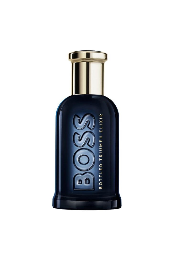Lacquered black and deep‑blue 50 ml flacon with gold cap, green‑amber perfume for Man