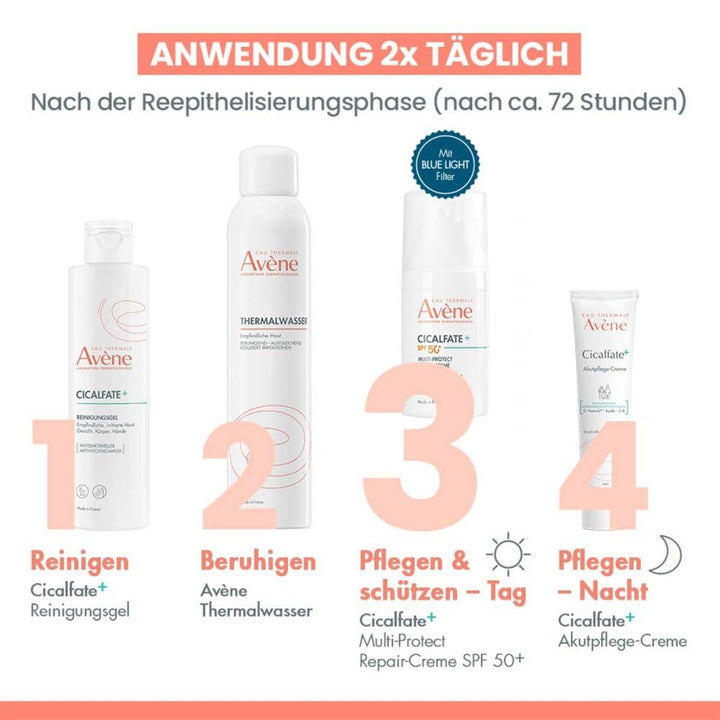 Avène White sunscreen cream tube with orange logo, black text reading SPF 50+, small portable size