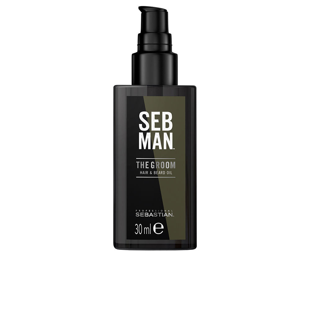 Sebman Sleek black plastic bottle with pump dispenser, modern minimalist design for hair and beard care
