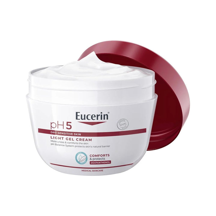 Jar of Eucerin pH5 Rich Cream for sensitive face and body care