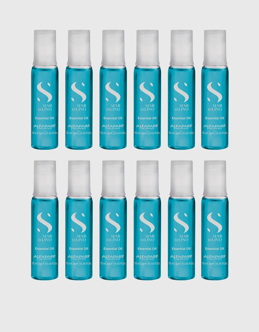 Small treatment oil vial, golden fluid, linseed extract mention, 13 ml