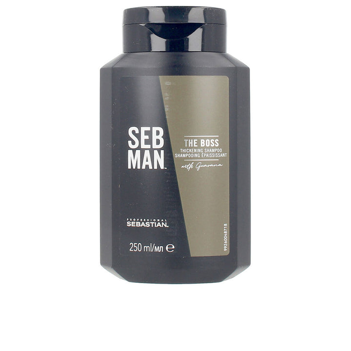 250 ml bottle of energising guaraná thickening shampoo for Man with citrus-pepper scent
