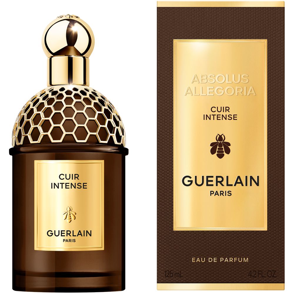 125 ml Allegoria Cuir Intense perfume bottle and box, clear flacon, woody leather scent