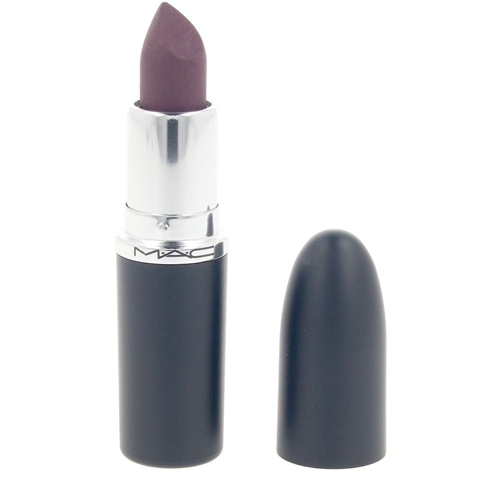 Mac Warm rose-toned long-wear lipstick in sleek black tube, creamy finish, timeless silhouette