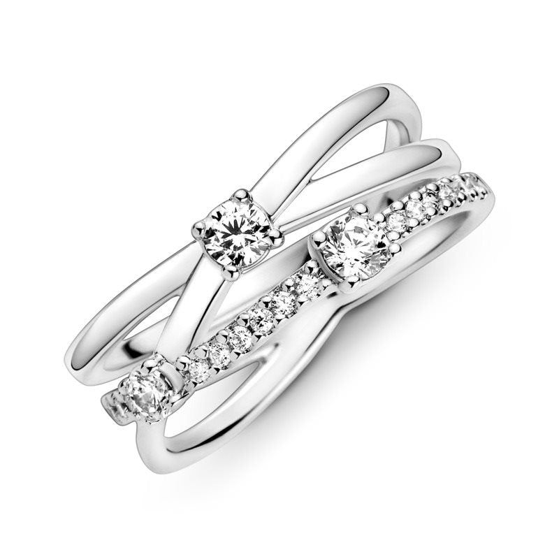 Pandora Silver Ring with Clear Diamonds