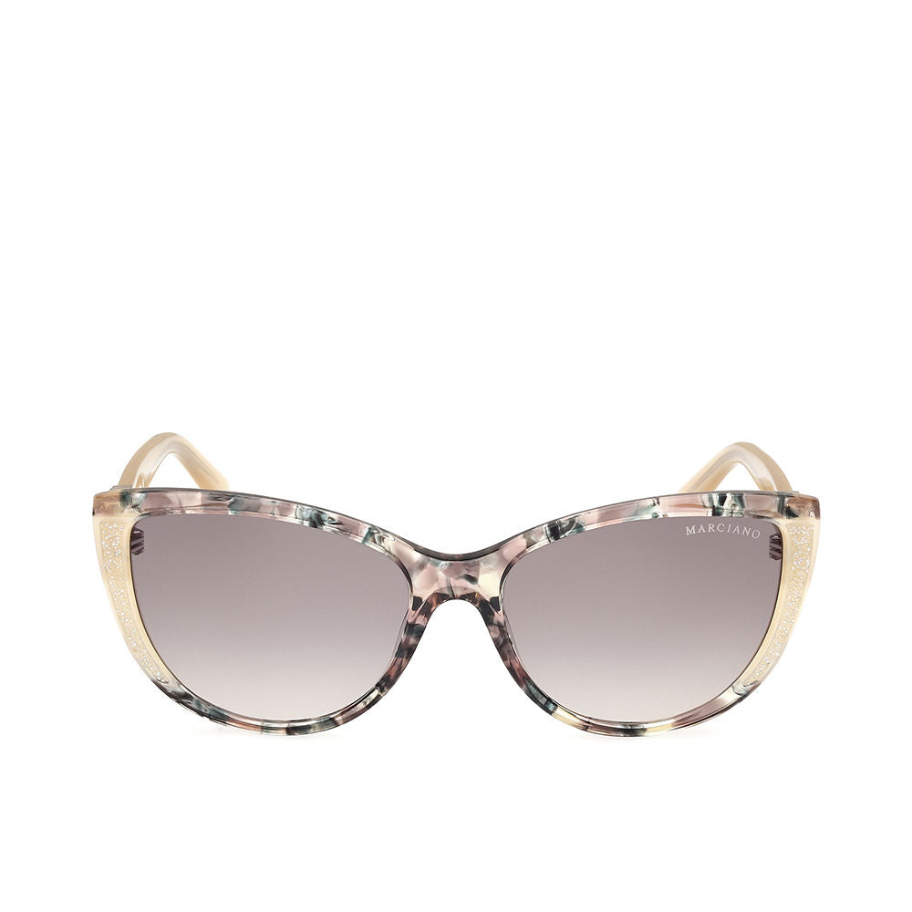 Beige habana acetate cat-eye sunglasses, 58mm lenses, 140mm temples