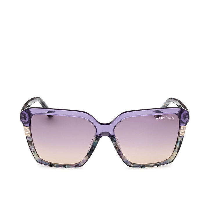 Lilac-pink square acetate sunglasses with 58 mm lenses and 140 mm temples