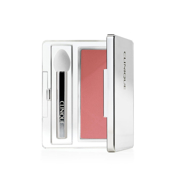 Compact metalised eye powder in warm pink Sunset Glow with sponge applicator, Unisex