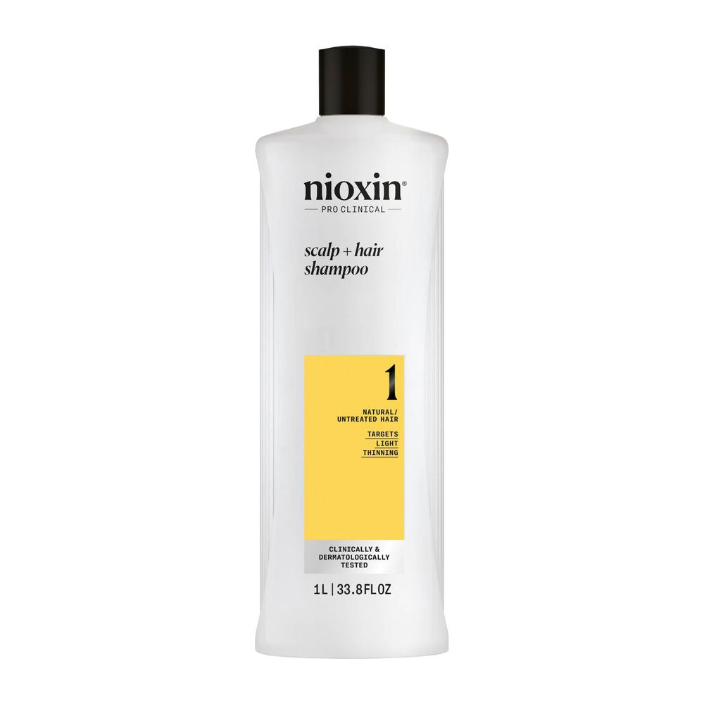 1,000 ml mint-scented shampoo bottle, System 1 scalp cleanser, Unisex