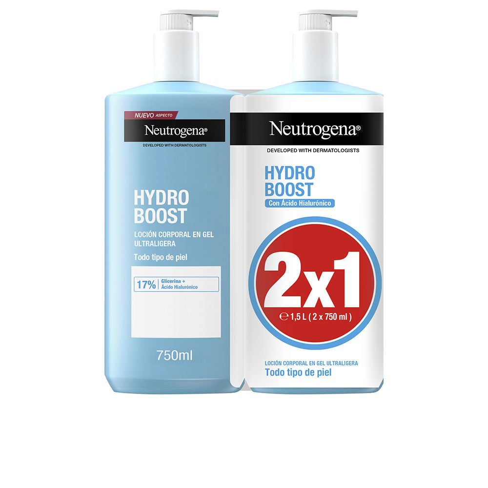 750 ml pump bottle of lightweight hyaluronic gel body lotion, clear blue gel