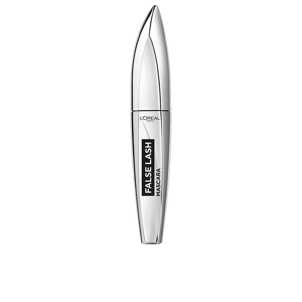 L'Oréal Paris Silver plastic mascara with curved elongated shape, shiny metallic finish and twist-off cap