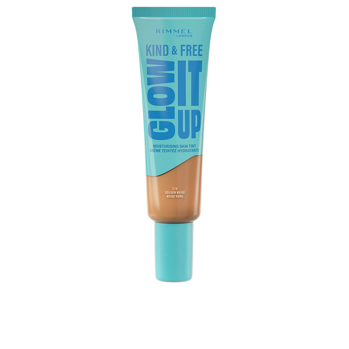 30 ml bottle of light golden beige hydrating foundation, dewy finish