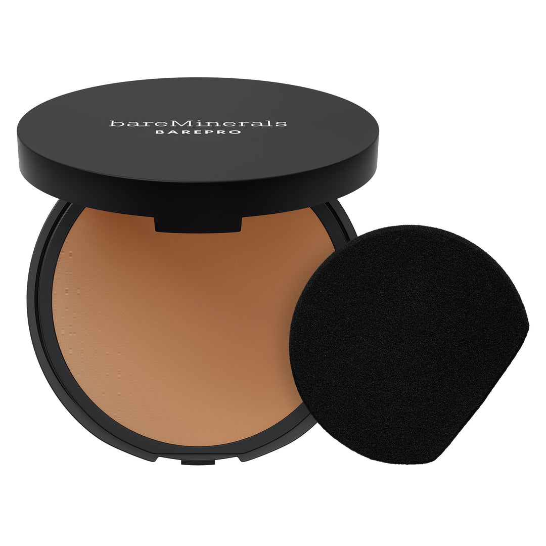 Compact powder foundation in neutral medium‑deep shade, matte finish, 8 g