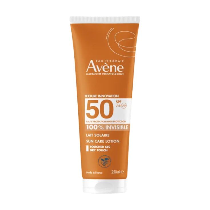250 ml white sun milk bottle, SPF50, invisible dry finish for Unisex