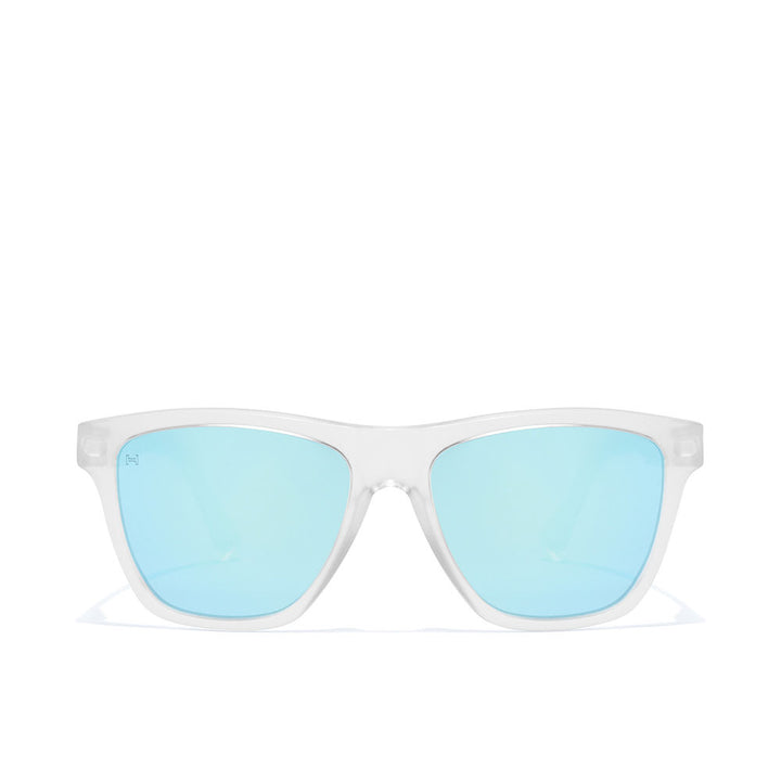 Unisex square sunglasses in air matte blue with polarised lenses