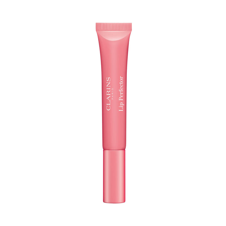 Translucent rose shimmer lip gloss in 12 ml tube, subtle shine