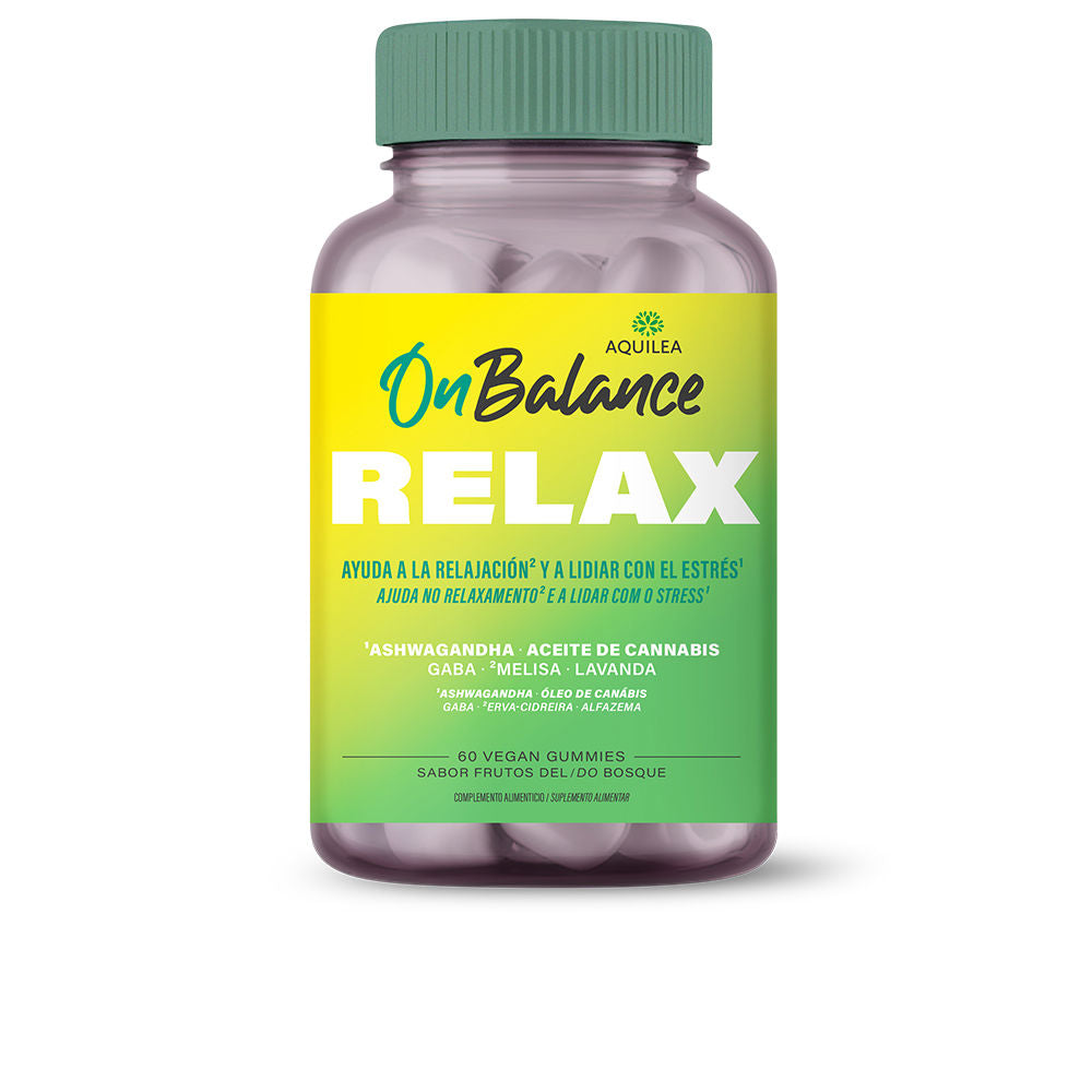 Jar of Aquilea Ashwagandha & Melissa calming gummies for stress support