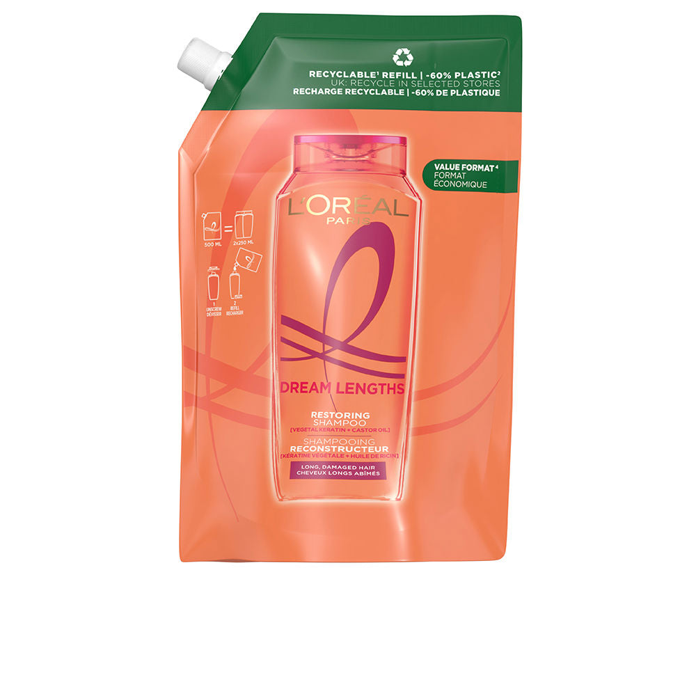 500 ml refill pouch shampoo for long damaged hair, reconstructive formula