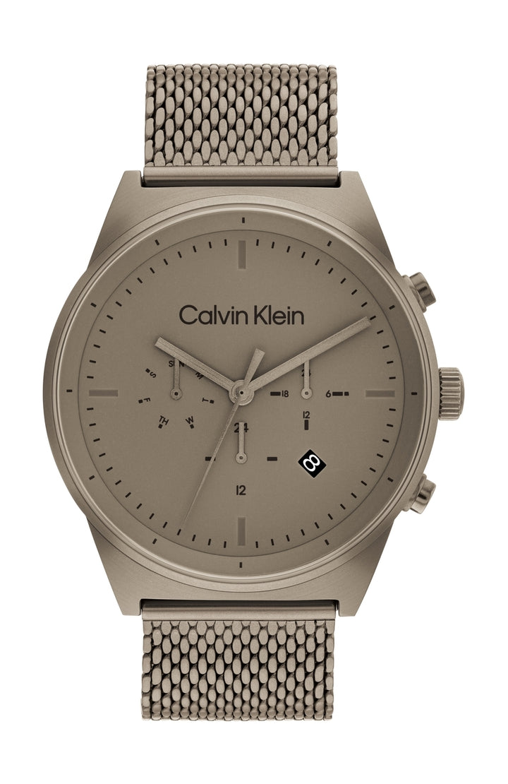 Matte Grey Stainless Steel Mesh Precision Timepiece