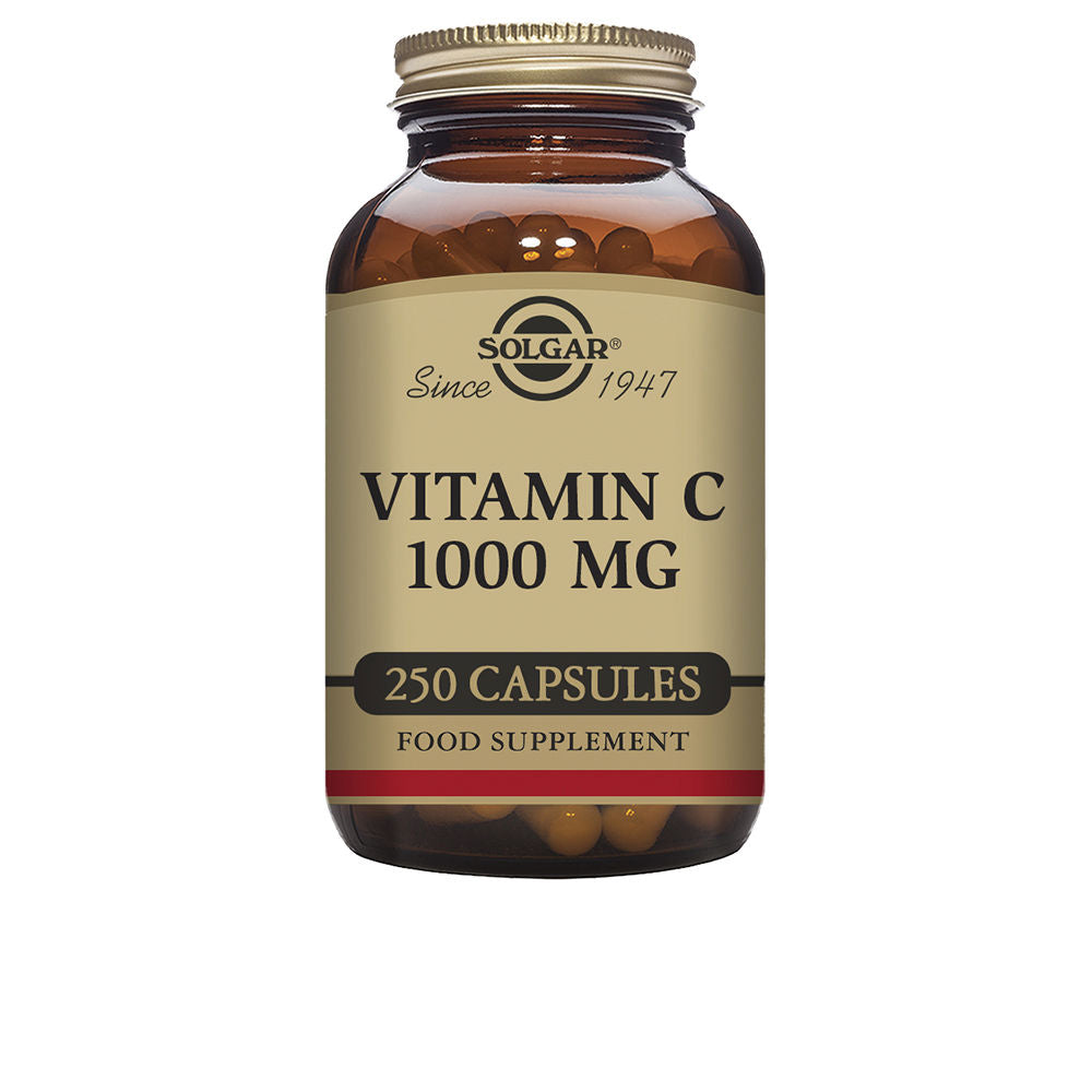 Brown supplement bottle with label — 100 vegetarian Vitamin C 1000 mg capsules, Unisex