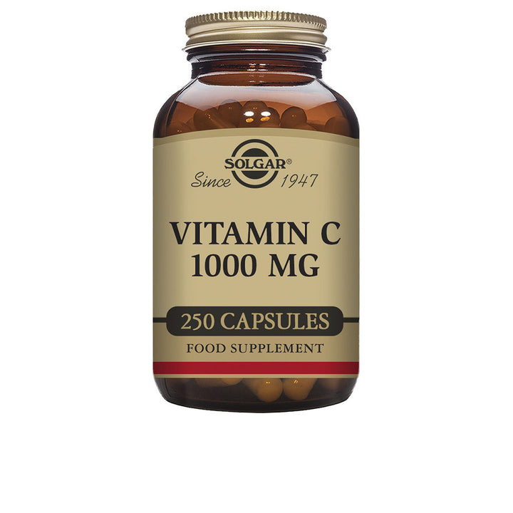 Brown supplement bottle with label — 100 vegetarian Vitamin C 1000 mg capsules, Unisex