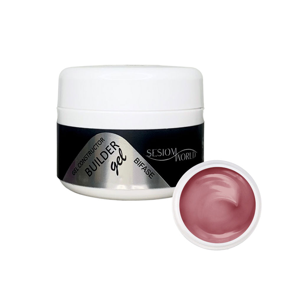 Sesiom World White and pink gel in a clear plastic jar with silver screw lid and visible gel texture