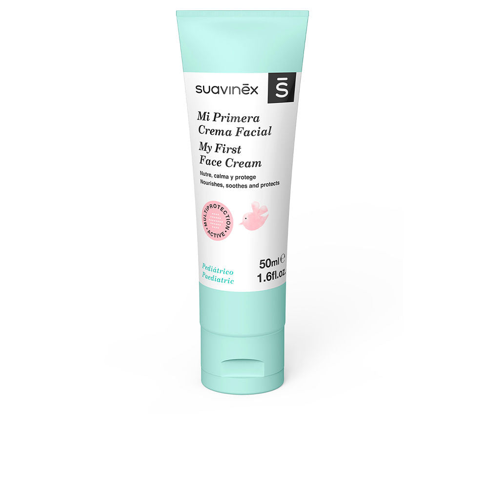 Small tube of Suavinex Baby Facial Cream with soothing natural ingredients, for newborn skin