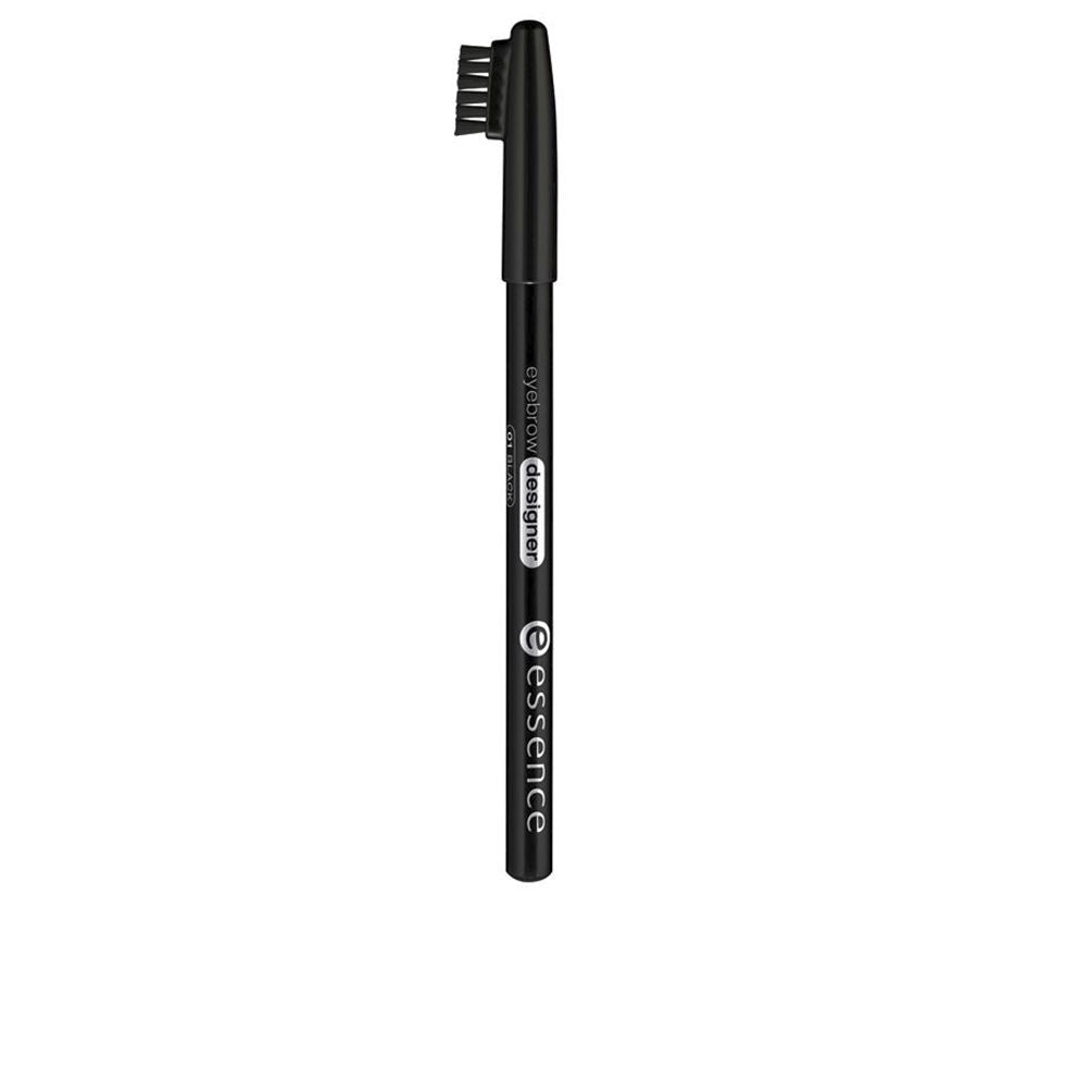 Slim black brow pencil with tapered tip and spoolie cap, 1 g, shade 01-black