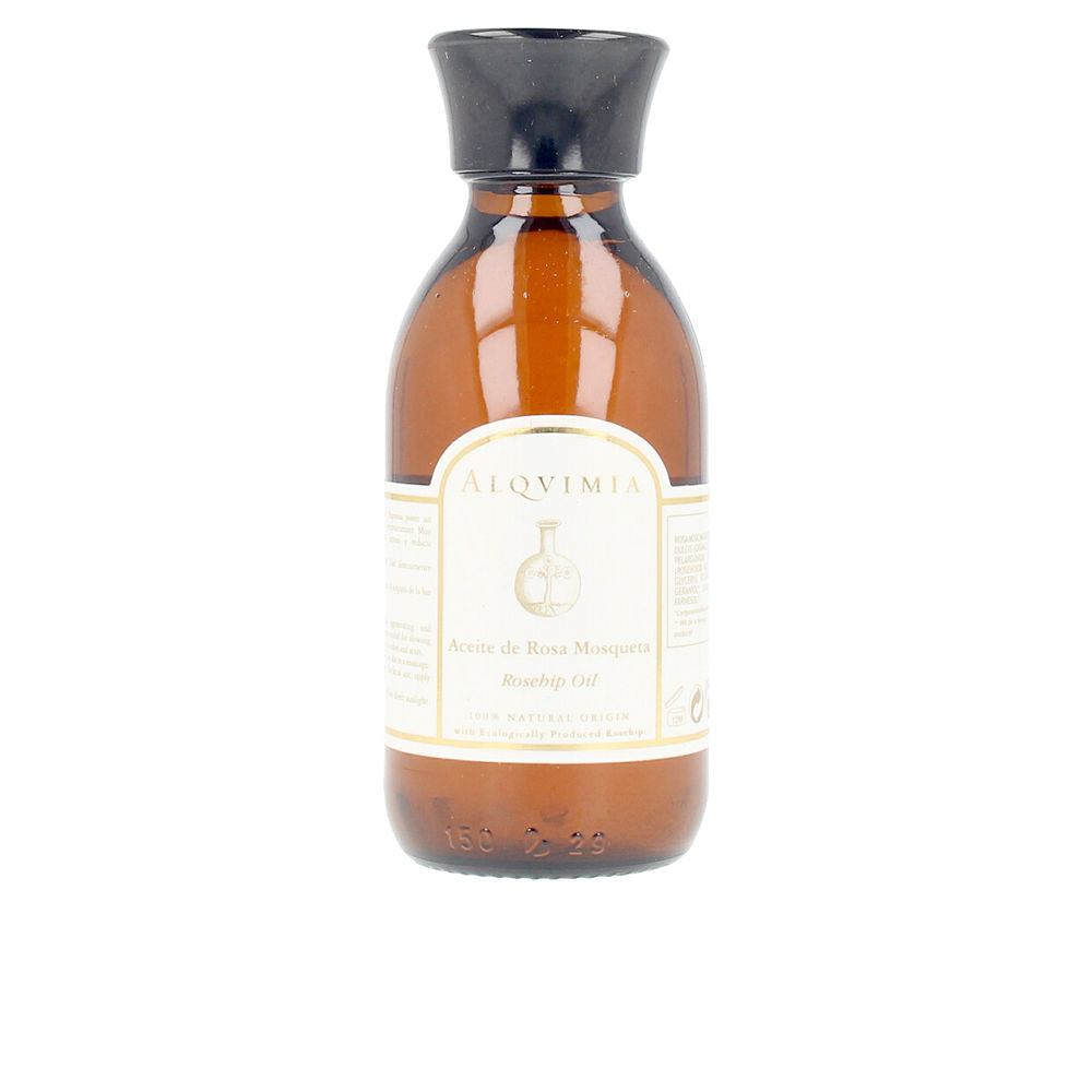 Amber glass bottle of rosehip facial oil, 150 ml, citrus and botanical oils