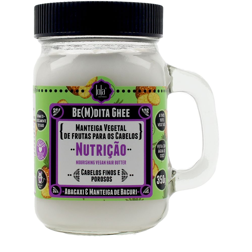 Jar of creamy hair butter mask with pineapple and cacao ingredients, 350 g