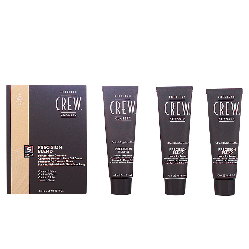 Three cream hair colour tubes in warm blonde shade, box and conditioner