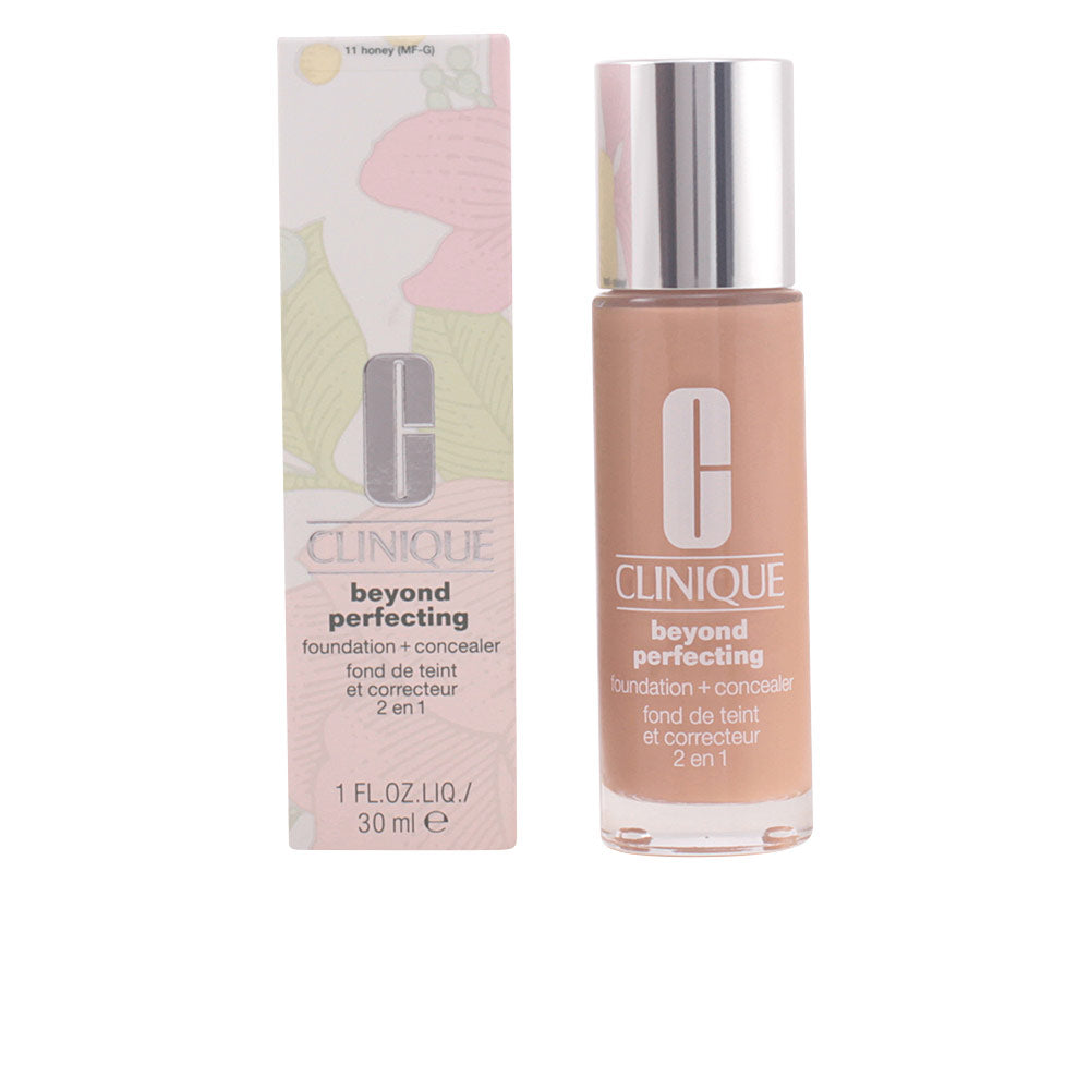 30 ml pump bottle of light-cream hybrid foundation and concealer, shade 11-honey