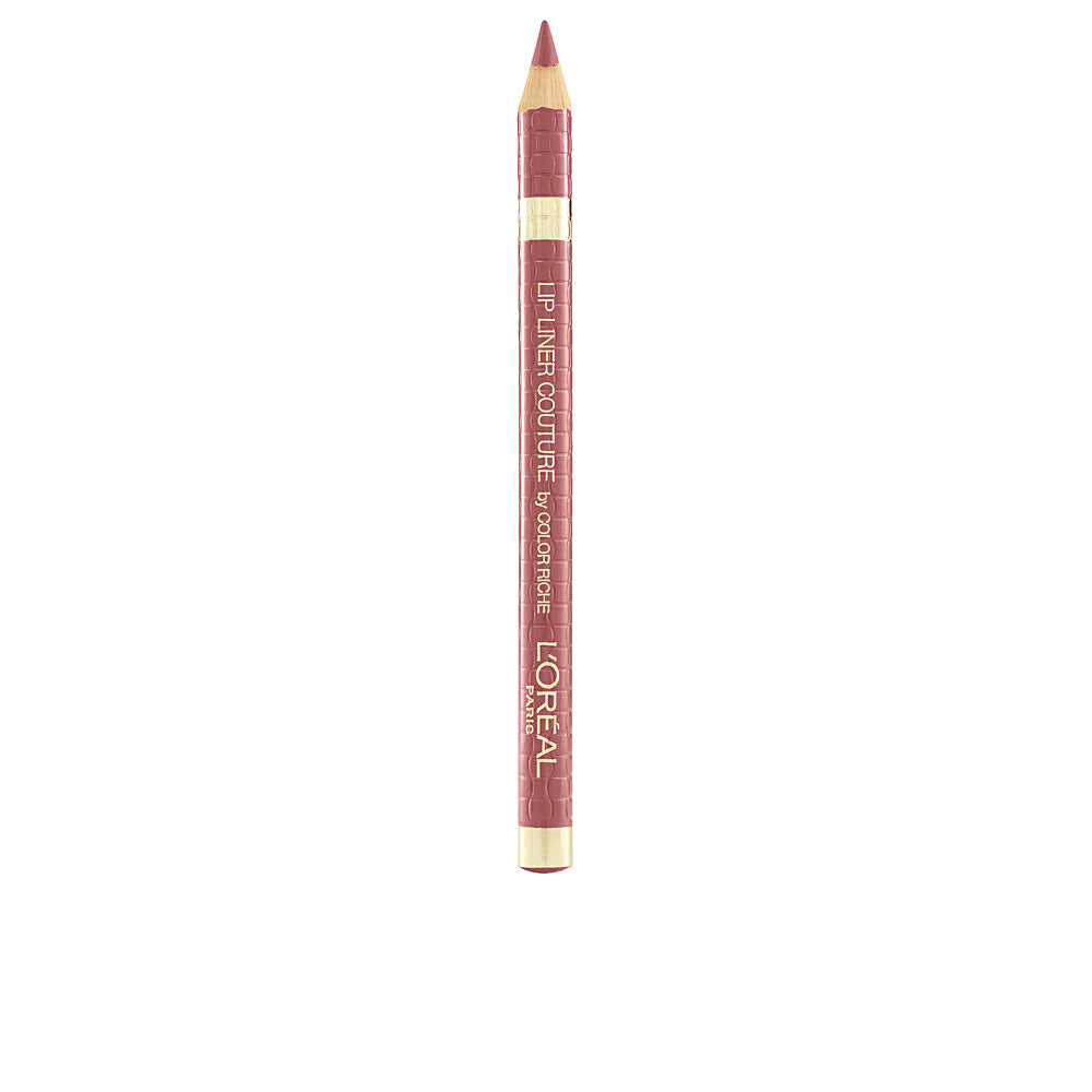L'Oréal Paris Mauve wood lip liner pencil with textured body and two gold bands, elegant slim silhouette