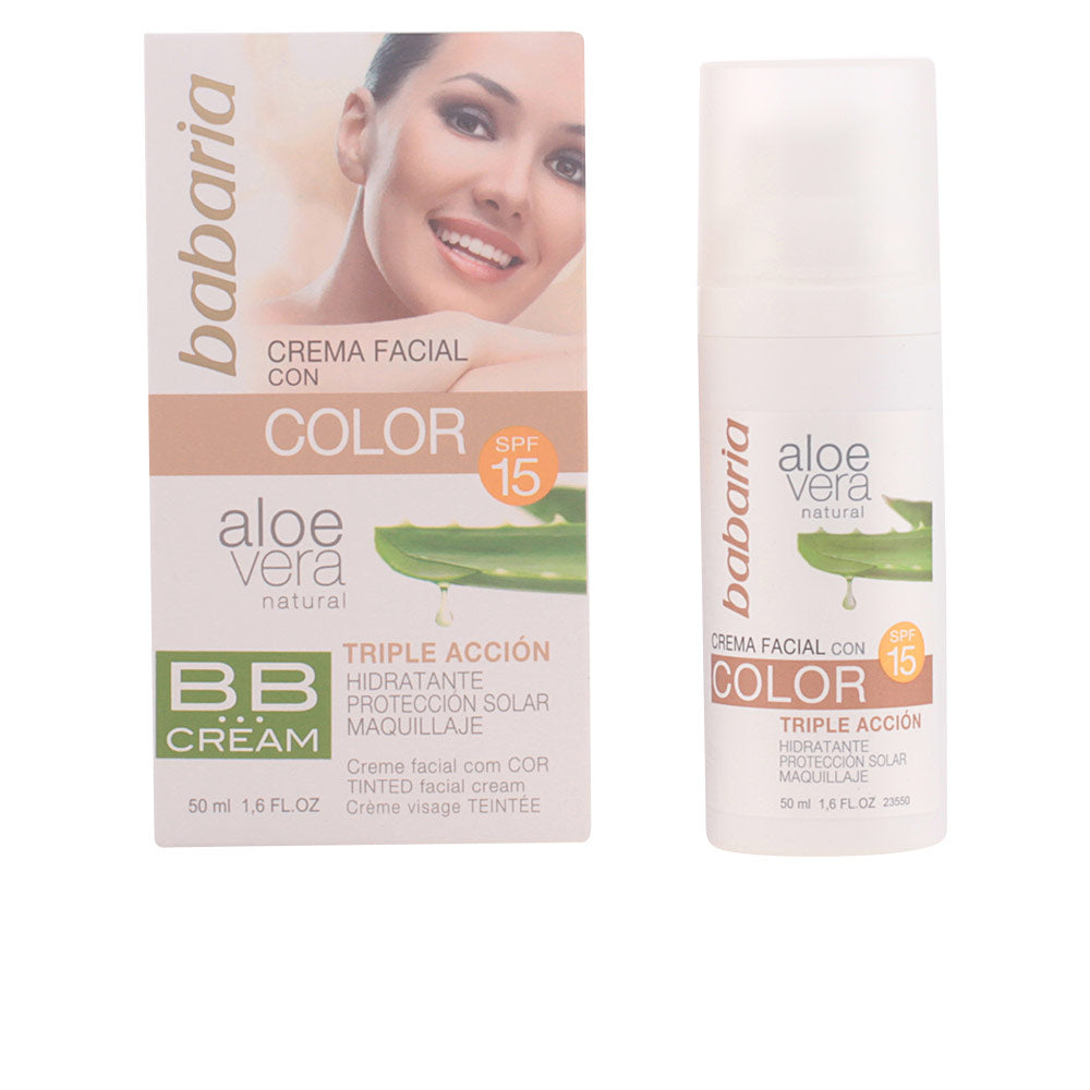 Tube of Babaria Aloe Vera BB Cream SPF 15 with nourishing benefits and natural finish