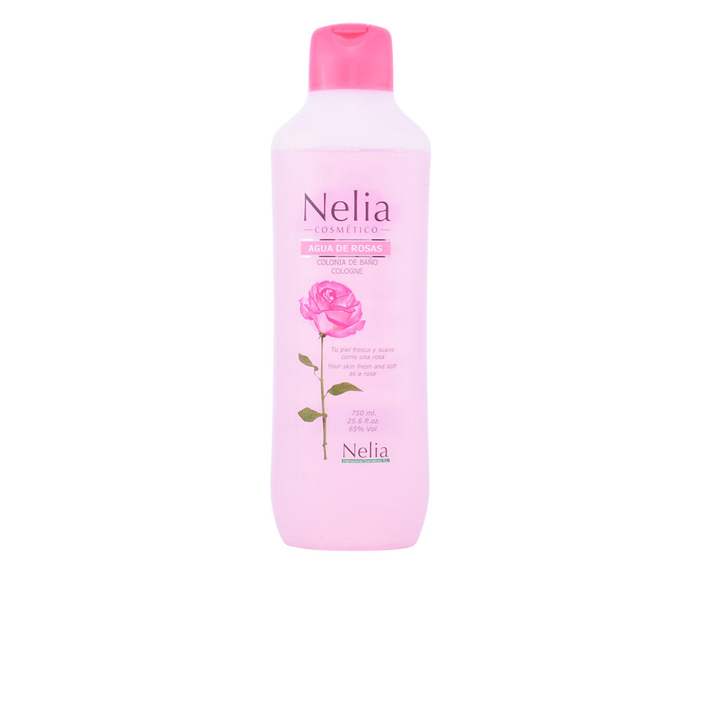750 ml clear cologne bottle with damask rose floral label
