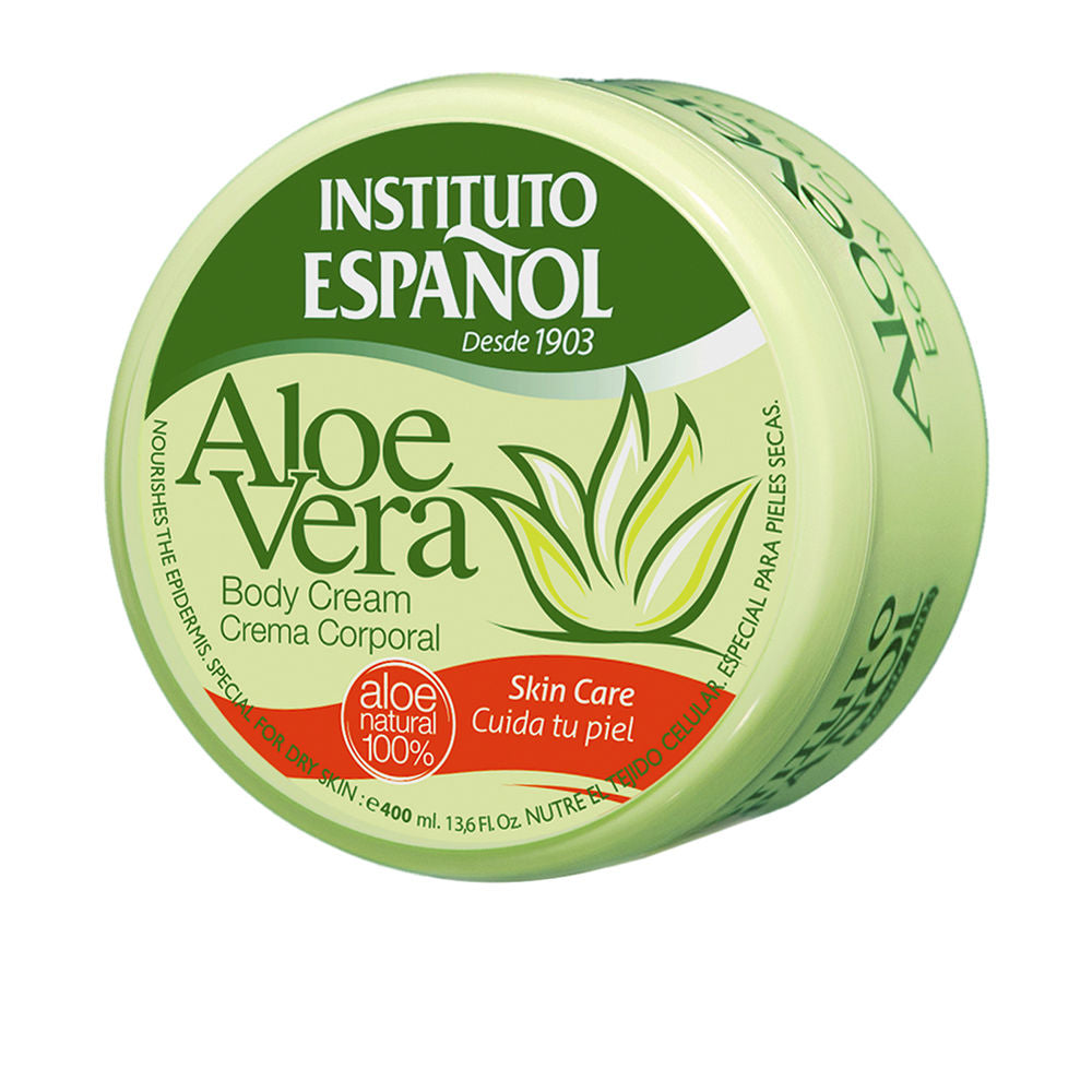 400 ml pump bottle of Aloe Vera Hydrating Body Cream, white tube, green label