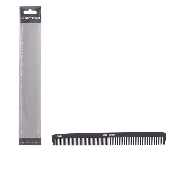 Matte black carbon comb, 219 mm, rounded teeth, anti‑static finish