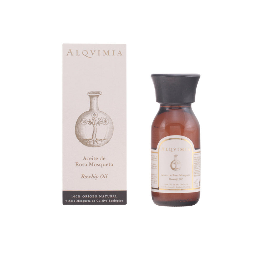 60 ml amber glass bottle of rosehip facial oil with citrus and geranium notes