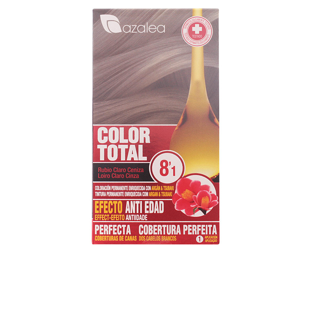 Tube of permanent cream hair colour, ash blonde shade, argan and tsubaki oils