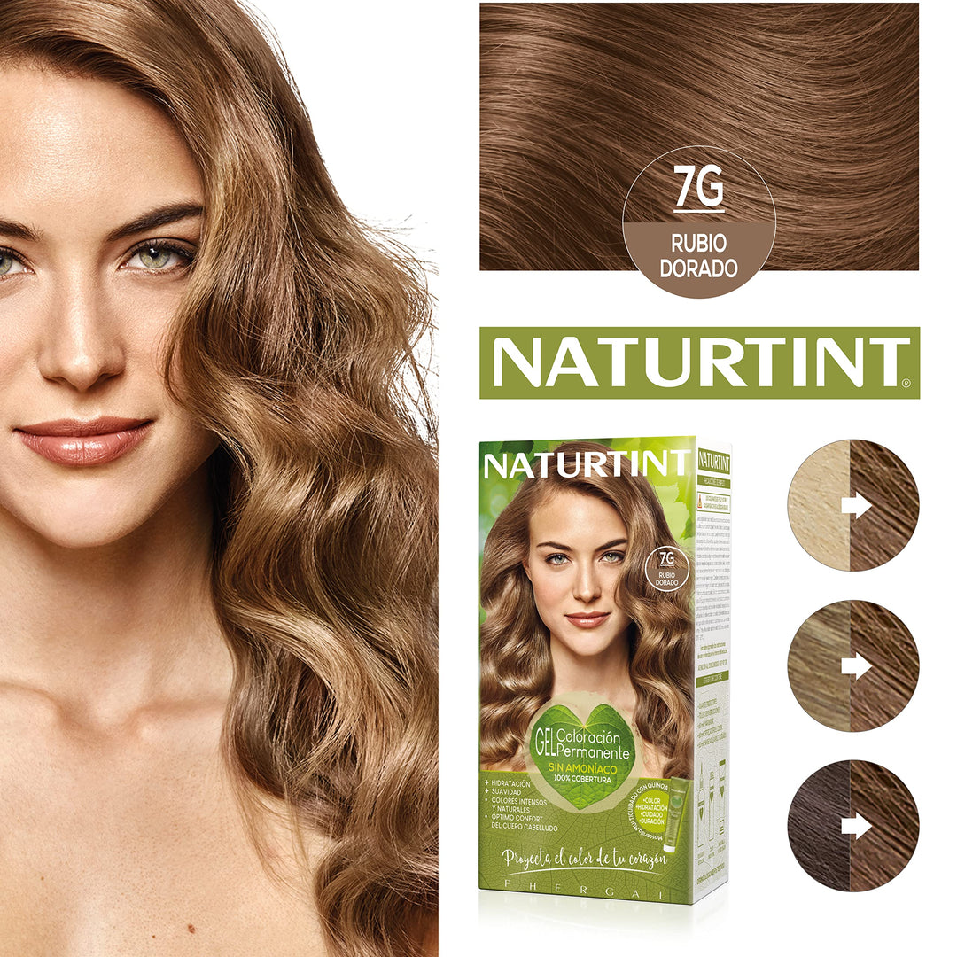 Tube and developer of 7G golden blonde gel hair colour with quinoa mask, 170 ml